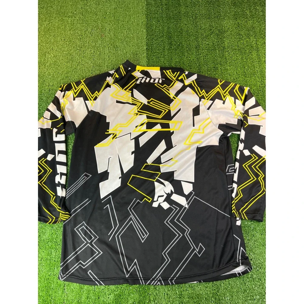 Thor Racing‎ Long Sleeve Motocross Jersey Men Black White Yellow Graphic XL